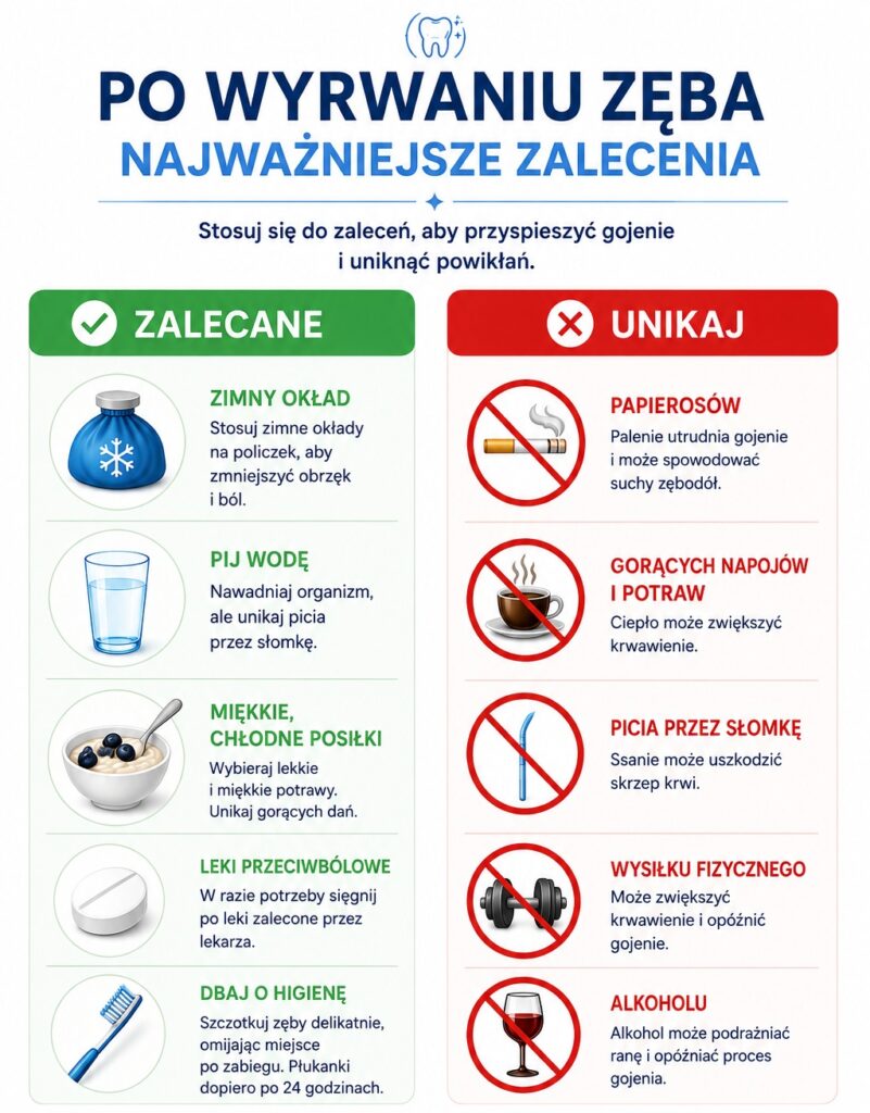 Zalecenia po wyrwaniu zęba - czego pilnować?
