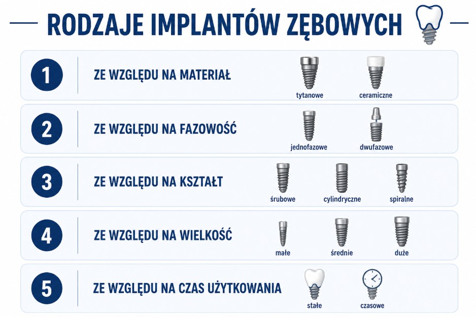 Rodzaje implantów stomatologicznych - sprawdź z czego możesz wybierać