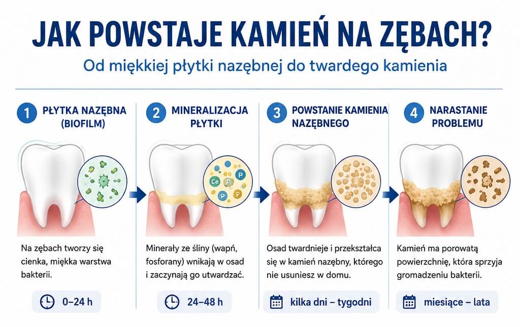 Jak powstaje kamień nazębny? Krok po kroku.